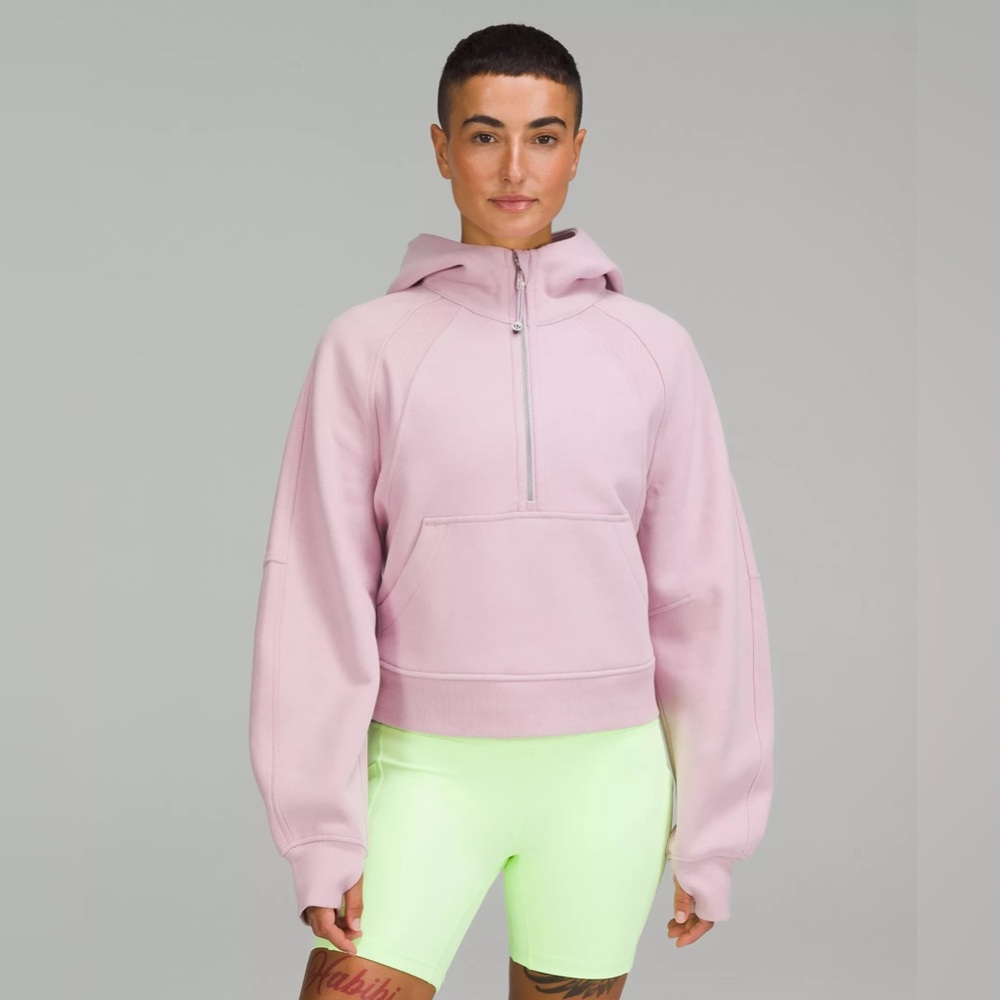 Scuba Oversized Half-Zip Hoodie M/L in Pink Peony